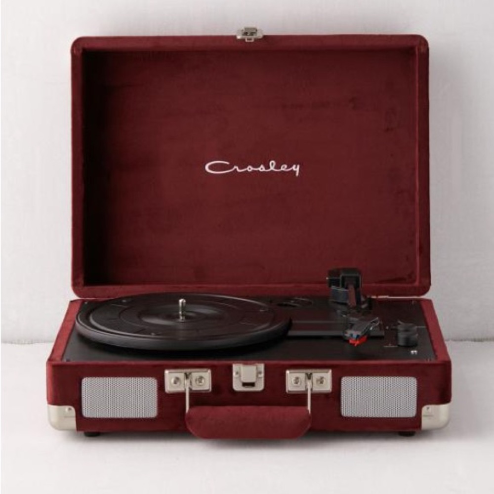 Crosley Cruiser Deluxe Burgundy Portable Turntable Bluetooth Speakers 3 Speed LP